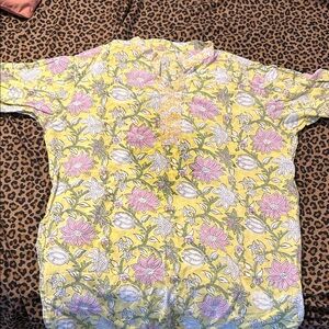 Floral Kids Shirt in Yellow and Pink